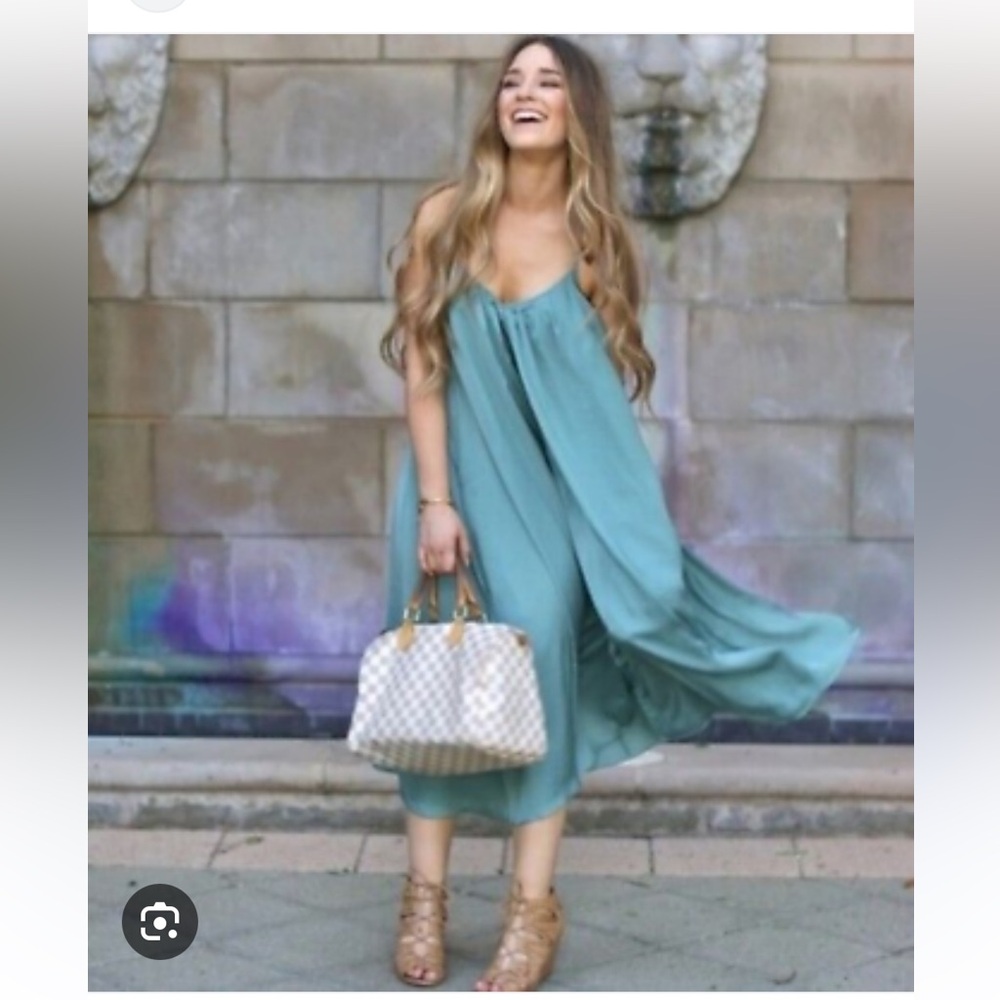 Banana Republic Sage green trapeze dress
